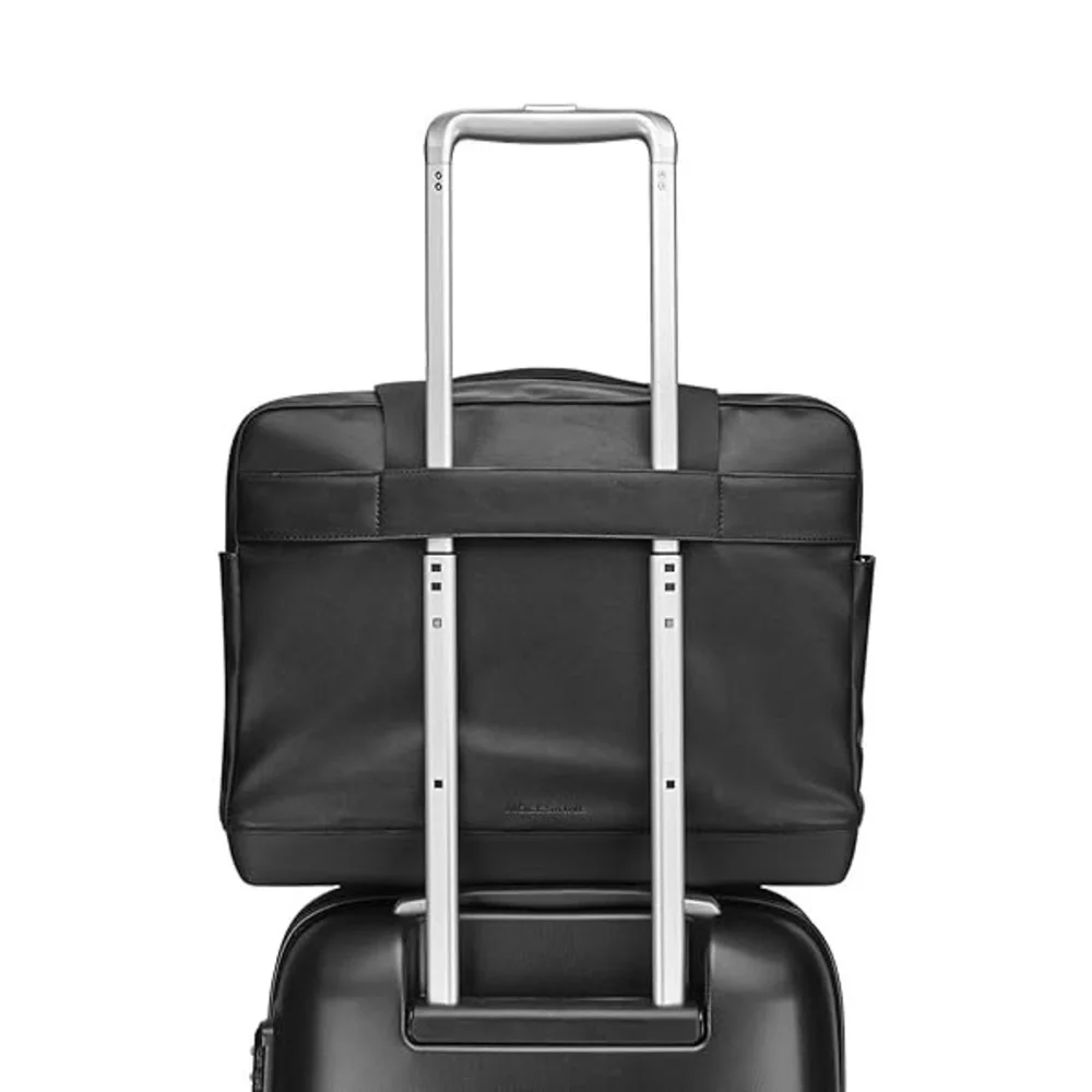 Black Moleskine Classic Briefcase Laptop Bag With Strap